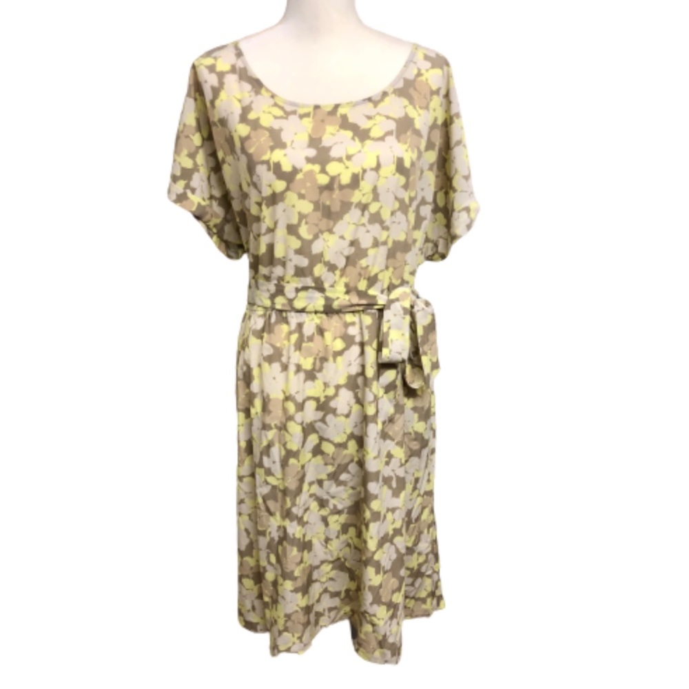 LANE BRYANT Floral Tan and Yellow Dress 18/20